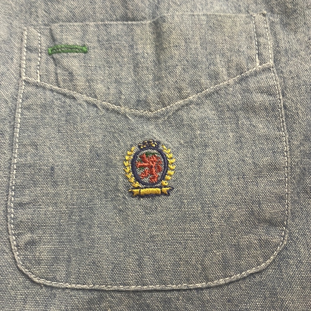 Vintage Tommy Hilfiger collarless blue shirt boys M - Picture 7 of 9